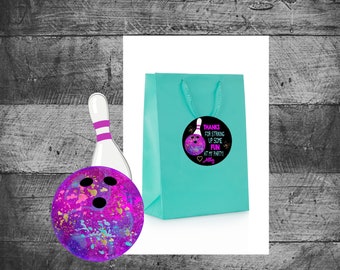 Neon Bowling Thank You Tags | Bowling Birthday Party | Neon Black Light Bowling | Thank You for Coming | Personalize | Printable