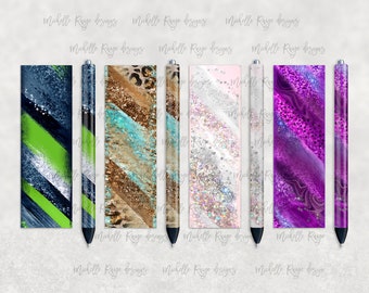 Glitter Milky Way Pen Wrap Set, Printable Waterslide Pen Wrap Design, Epoxy Pen Wrap, InkJoy, PNG, Instant Digital Download, Mockup Included