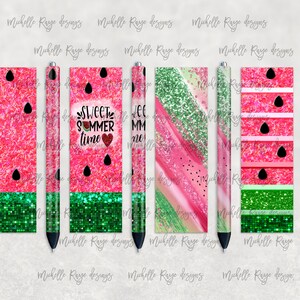 Wassermelonen Glitzer Stift Set, Druckbares Wasserlide Pen Wrap Design, Epoxy Pen Wrap, InkJoy, PNG, Instant Digital Download, Mockup inklusive