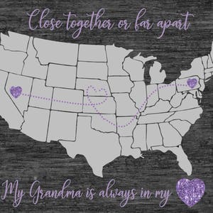 Grandparents Long Distance Map, Grandma Christmas gift, Customized for anyone, Sister Gift, Map, Contemporary Map, Map Gift, Wall Art Map image 3