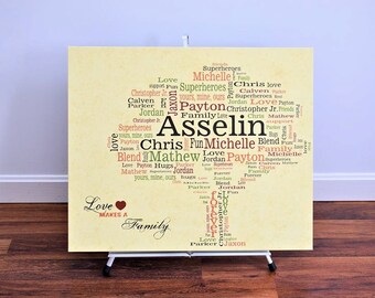 Family TREE Canvas Word Art,18x24, Family Storyboard,  Typography, subway Word Art