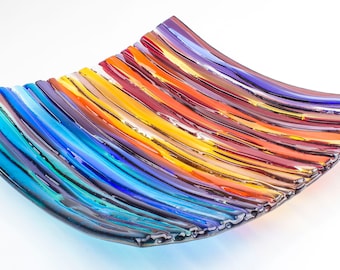 Sunset Glass Plate - Handmade Fused Glass Art- Made to order