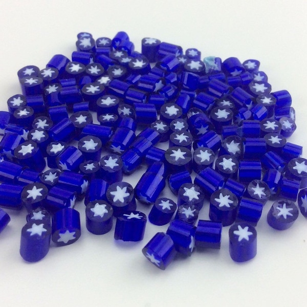 Millefiori Murrano - Opaque Dark Blue Star (70-80 pieces)