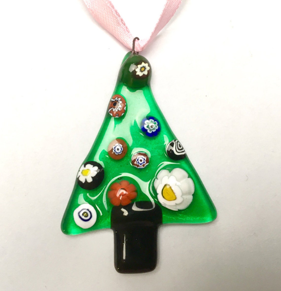 Christmas Tree Glass Ornament Fused Glass Decor Etsy