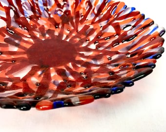 Rote Glasschüssel - Handgemachte geschmolzene Glaskunst