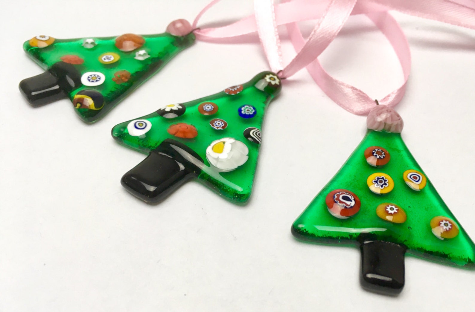 Christmas Tree Glass Ornament Fused Glass Decor Etsy