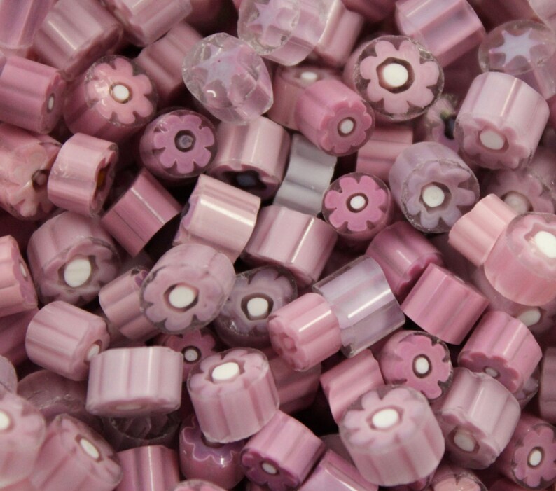 50-60pieces TransparentOpaque Purple Pink Lavender Millefiori Murrano