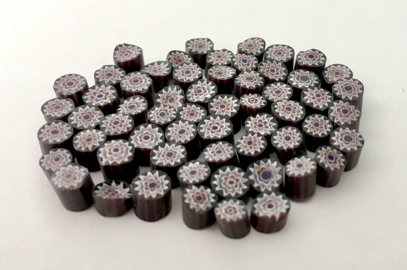 Opaque Black DaisyStar 50 pieces Millefiori Murrano