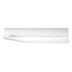 Puede incluir: Un rollo de papel de regalo blanco con un patrón sutil de círculos grises.