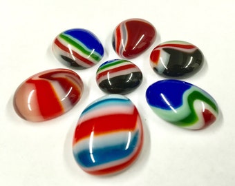 Mosaic Glass Cabochons  7 pieces