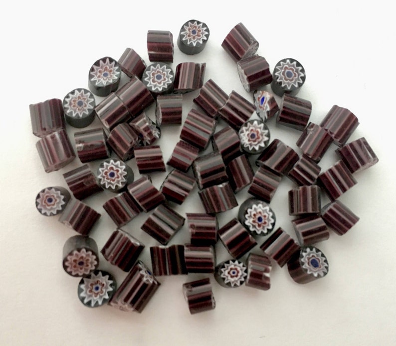 Opaque Black DaisyStar 50 pieces Millefiori Murrano