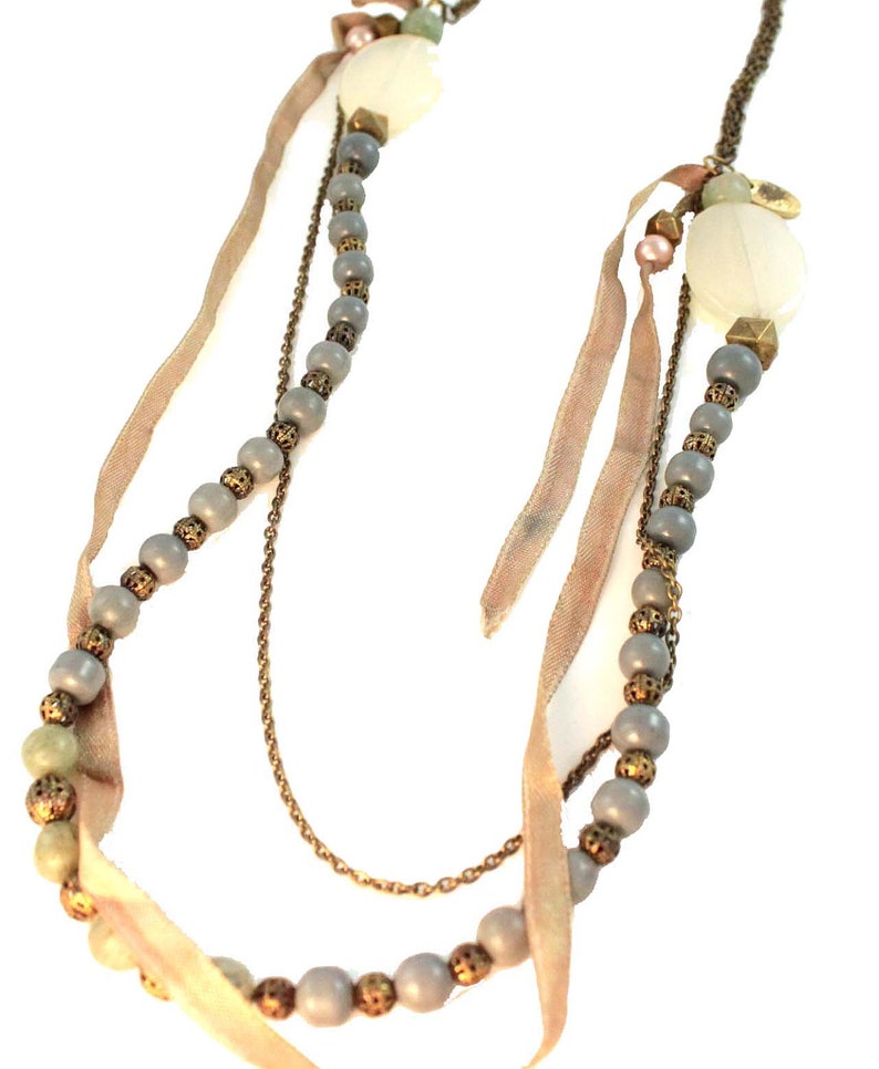 Vintage style beaded long necklace