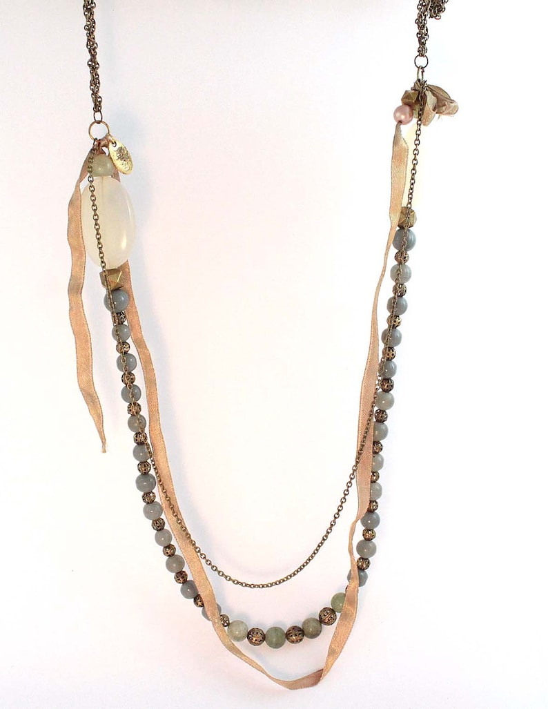 Vintage style beaded long necklace