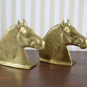 Vintage Brass Horse Bookends