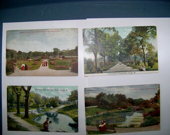 CHICAGO PARK SCENES --Vintage 1910-1912 Postcards -- Lot of 4-
