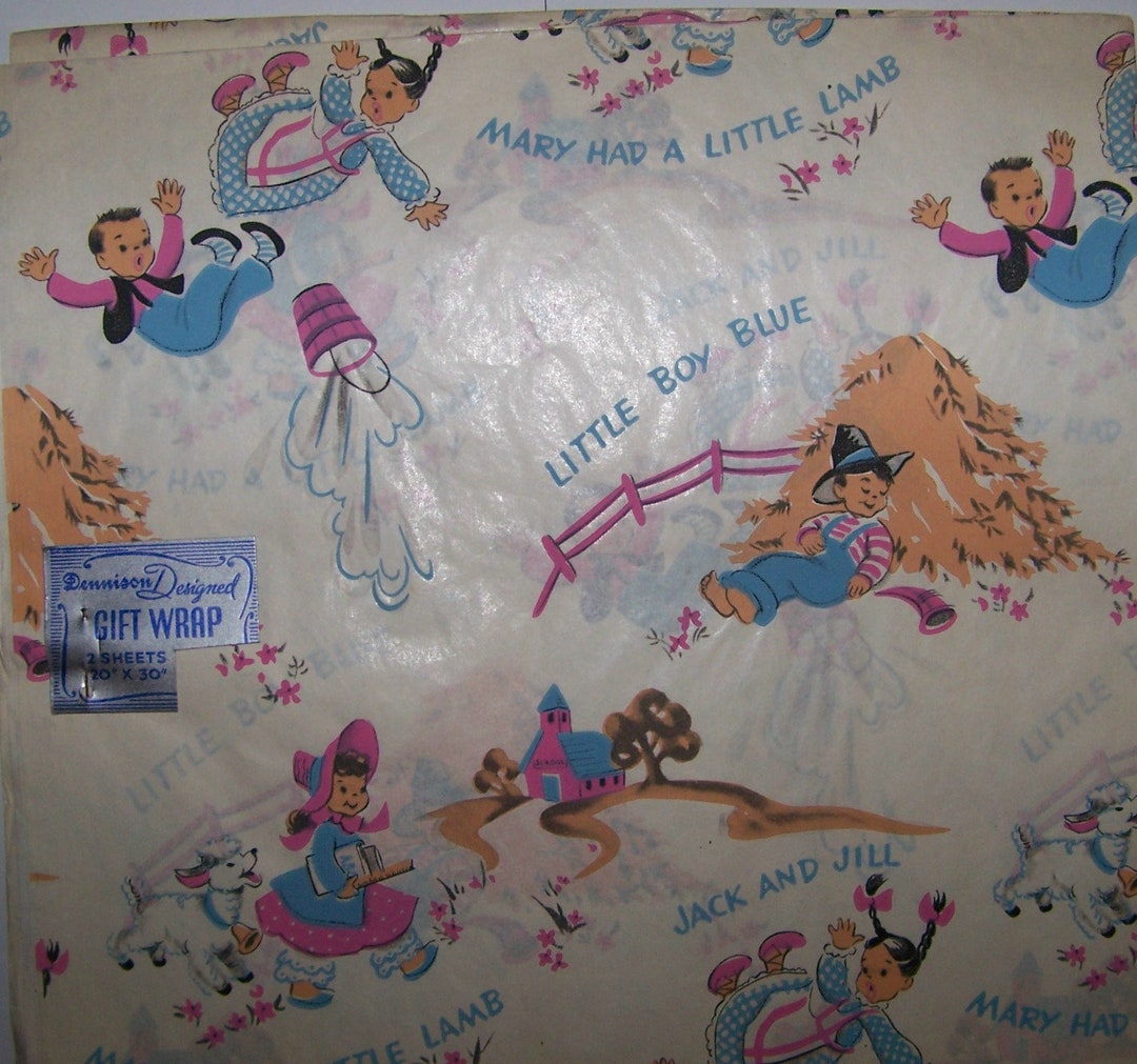 NURSERY RHYME Wrapping Paper1940's vintage Dennison Unopened Unused