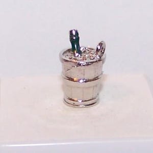 Vintage Sterling Silver Full 3 D CHAMPAGNE BUCKET w BOTTLE Charm -- Marked Wells Sterling