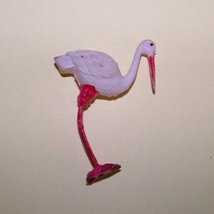 CELLULOID STORK  --Vintage - Made in Japan--  Baby Shower Cake Topper --2 1/2 &quot; High