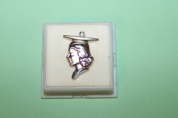GIRL GRADUATE Silhouette  Charm --  -Vintage STER… - image 1