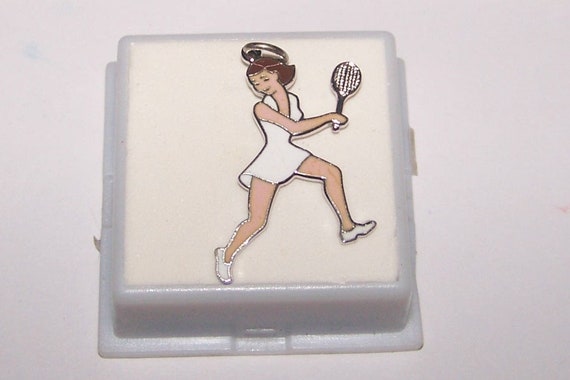 Vintage GIRL TENNIS PLAYER  Sterling Charm--  Mar… - image 1