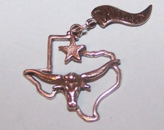 DALLAS  LONGHORN Charm - Vintage  Marked  Sterling 2.7 Grams