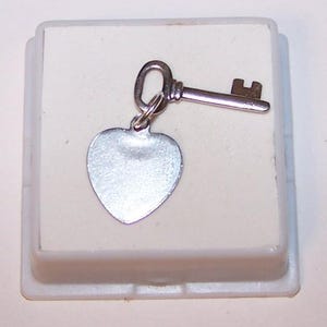 KEY to MY HEART Charm --  Vintage Sterling  Charm