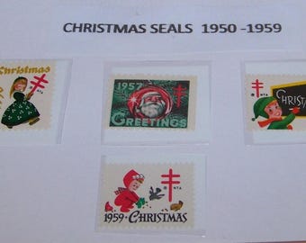 1950-1959  CHRISTMAS SEALS --Unused Orig Gum Back -- Protective Toploader