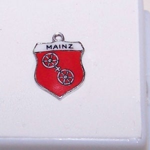 MAINZ GERMANY  Sterling  and Enamel Shield Charm--Marked 835  - Vintage