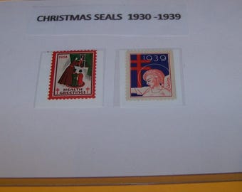 1930-1939  CHRISTMAS SEALS --Unused Orig Gum Back -- Protective Toploader