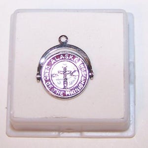 ALASKA SPINNER CHARM-- Vintage Sterling Silver & Red  Enamel  -- Land of the Midnight Sun