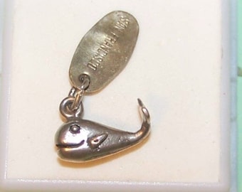WHALE CHARM -- Vintage Sterling Silver --San Francisco Hang Tag