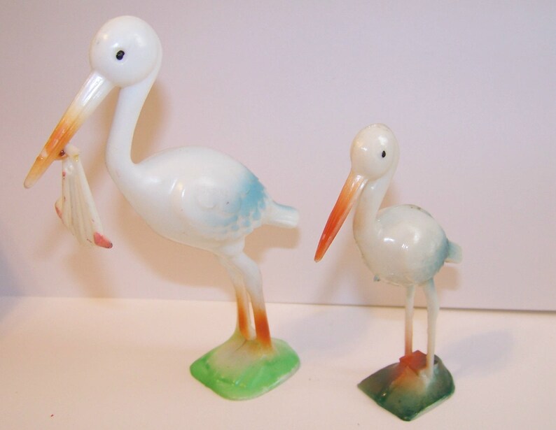 Vintage Set Of 2 Hard Plastic 1960 S Hong Kong Storks Etsy