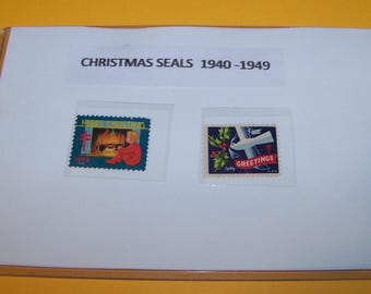 1940-1949  CHRISTMAS SEALS --Unused Orig Gum Back -- Protective Toploader