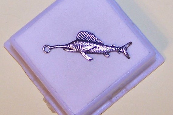 SWORDFISH CHARM --Vintage Sterling Charm --   Lat… - image 1