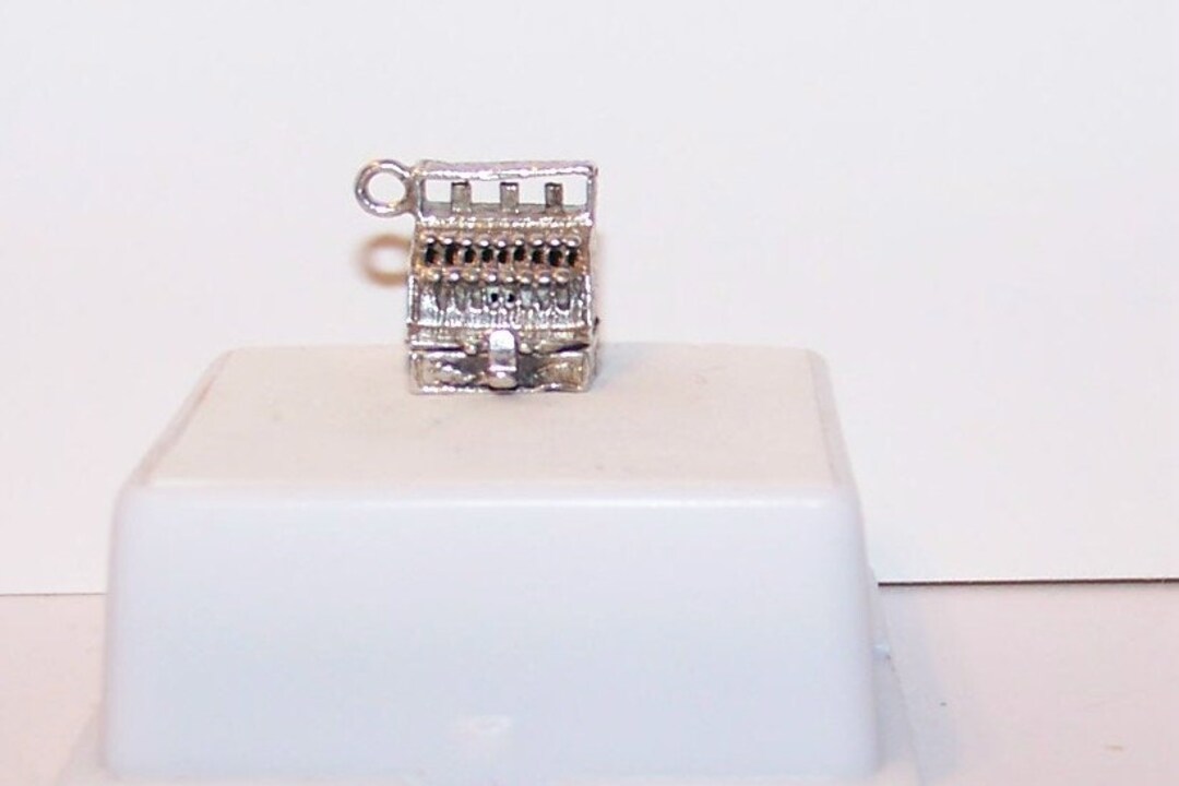CASH REGISTER CHARM --vintage Sterling Mechanical--opens to Cash and ...