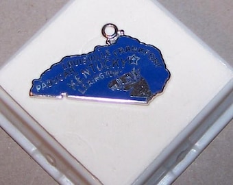 KENTUCKY STATE CHARM --  Vintage  Sterling  and Enamel Charm --Frankfort ,Paducah, Lexington, Louisville