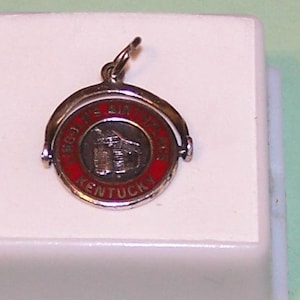 LINCOLN BIRTHPLACE KENTUCKY-- Sterling Silver  and  Red  Enamel   --Spinner Charm
