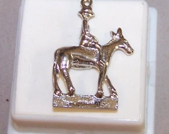 JAMAICA  CHARM- Vintage-- Sterling Silver  --Man Riding Donkey-- Marked Sterling