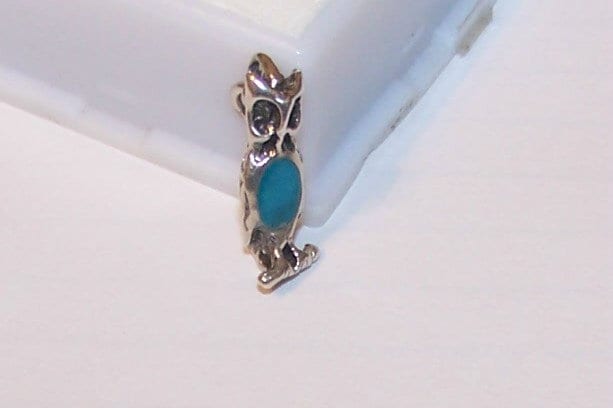 3 D OWL CHARM-- Southwest Charm With Bead -- Vintage Sterling