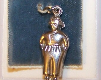 PUFFY  DUTCH BOY  Charm--  On Store Card--Marked Sterling -- Vintage Sterling Silver