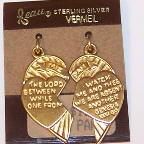 Vintage Miz Pah EMOTIONAL BOND Charms --  Sterling  and Gold Vermiel--On Original Store Card--Beau