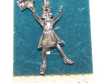 CHEERLEADER STERLING CHARM --  Vintage  Sterling Silver --  Griffith --On Original Store Card