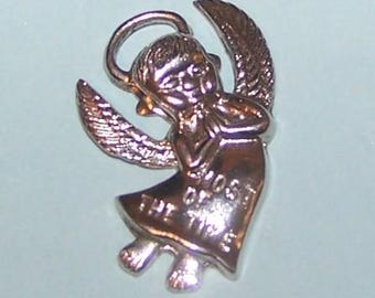 ANGEL Most of the Time  CHARM--Vintage STERLING --Wings,Hands in Prayer