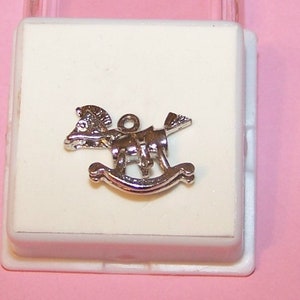 ROCKING HORSE CHARM  --Vintage Sterling Silver --Rhodium Plated