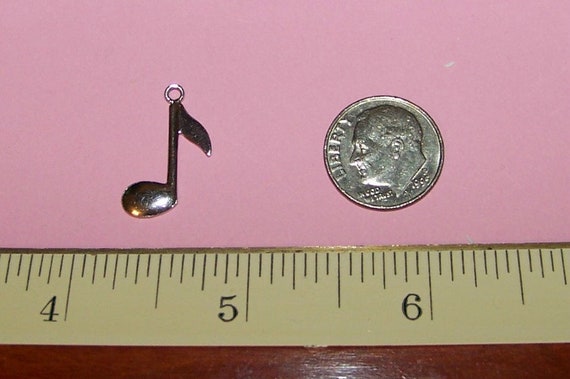 MUSIC NOTE CHARM -- Vintage Sterling Silver Charm… - image 3