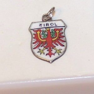 TIROL   GERMANY  Silver  and Enamel Shield Charm--Marked 800 -- Vintage