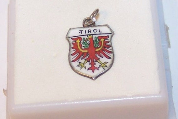 TIROL   GERMANY  Silver  and Enamel Shield Charm-… - image 1