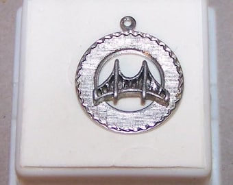 3 D GOLDEN GATE BRIDGE  Charm --  Marked Sterling -- Vintage Sterling Silver  San Francisco