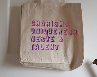 Charisma Uniqueness Nerve & Talent Canvas Shopping Tote Bag with Gusset / RuPaul's Drag Race