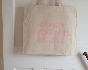 Strong Powerful Female Canvas Shopping Tote Bag with Gusset